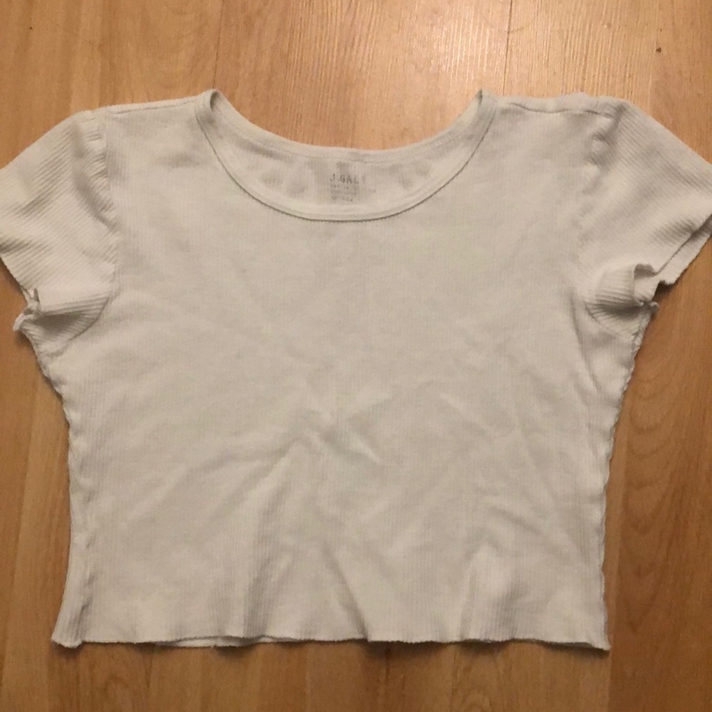 J Galt Brandy Melville ribbed white crop top